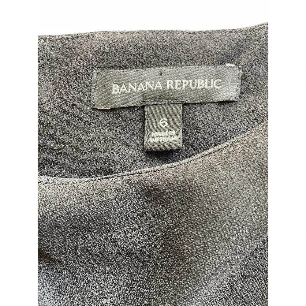 Banana Republic Dress sz 6 Black Long Sleeve Ruffle Classic Career Shift a28 - Picture 11 of 13